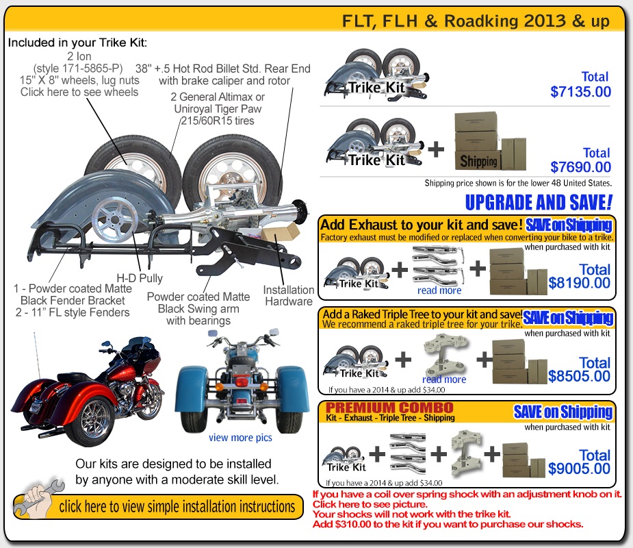 roadking 2009- up trike kit contents and pricing frankenstein trikes